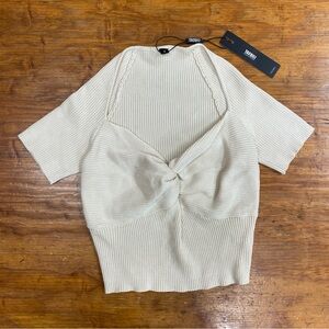 Cream Knotted Women's Crop Top